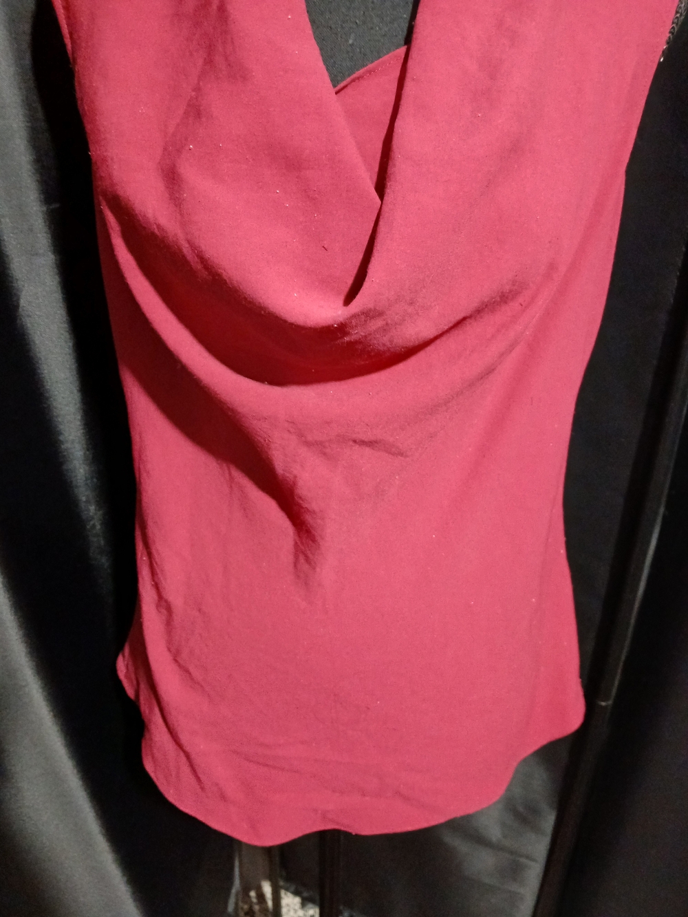 Theory Sleeveless Cowl Neck Top in Burgundy Red Women's Petite Small - Picture 4 of 8